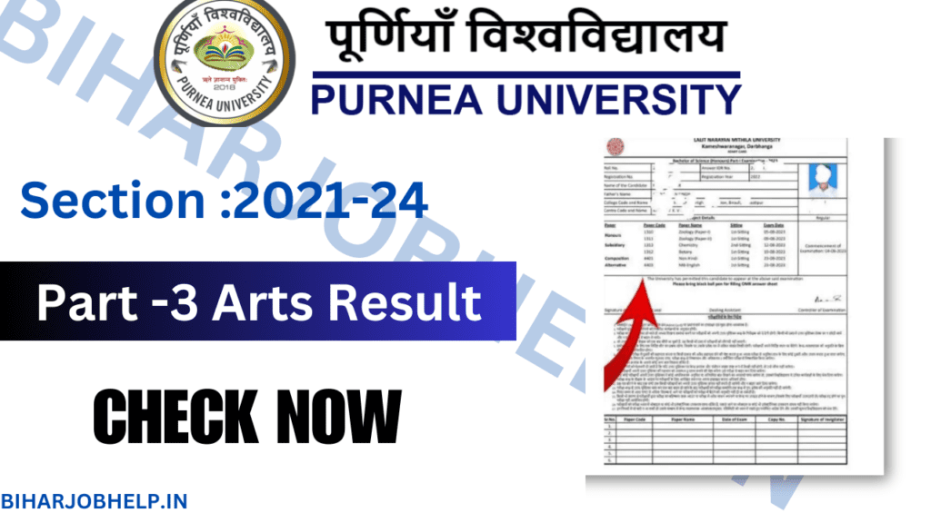 Purnea University Part 3 Arts Result 2021-24