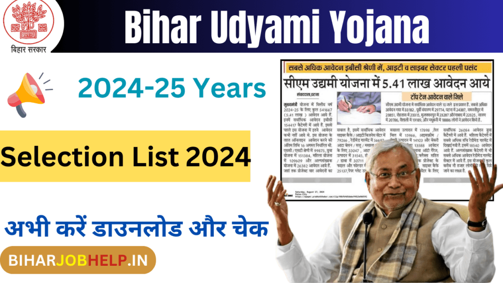 Bihar Udyami Yojana Selection List 2024