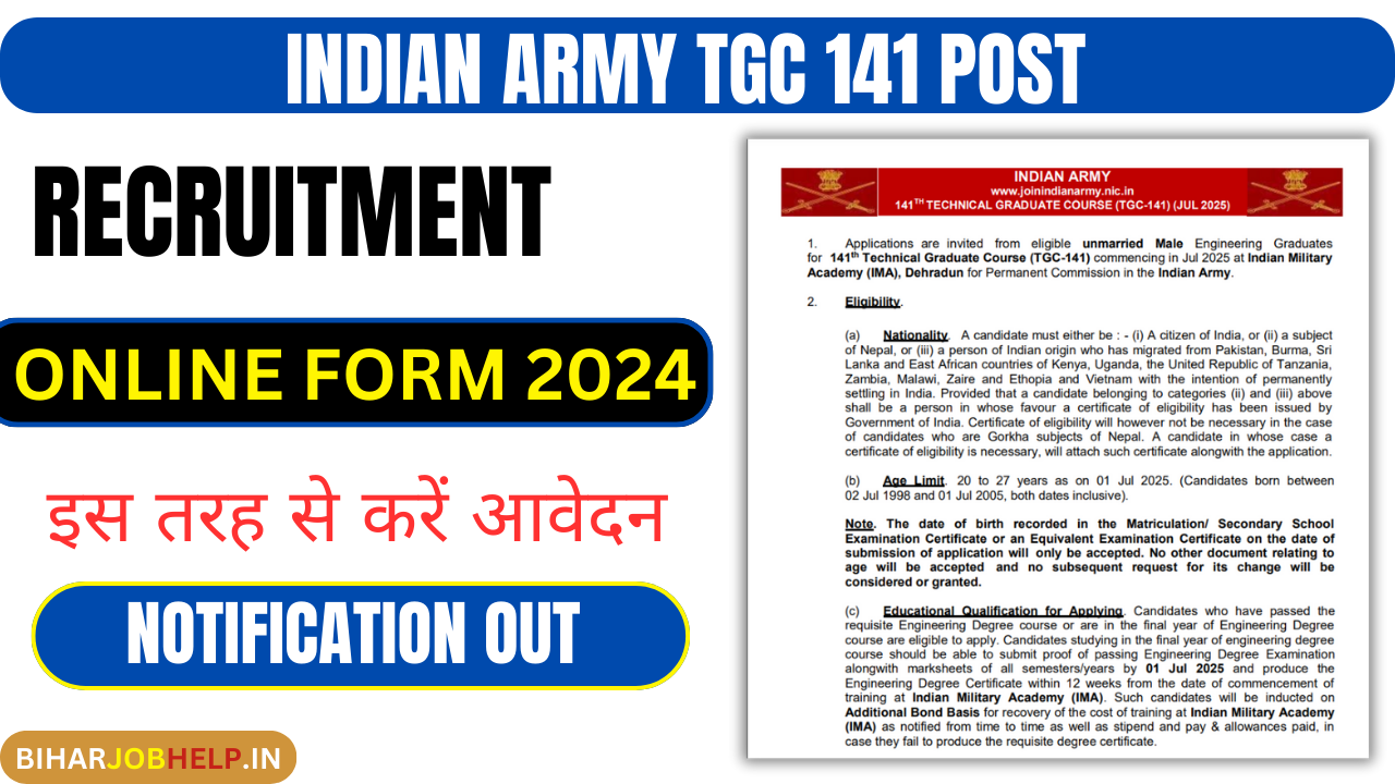 Indian Army TGC 141 Recruitment Online Form 2024