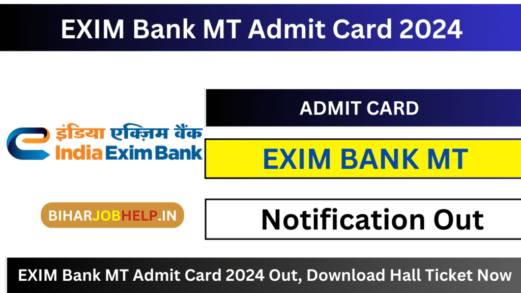 EXIM Bank MT Admit card 2024