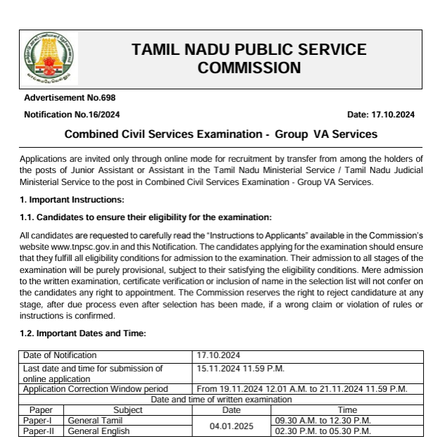 TNPSC ASO Recruitment 2024