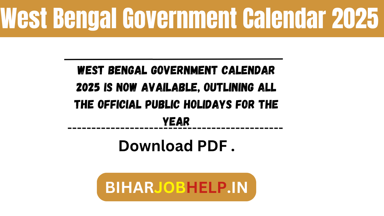 West Bengal Government Calendar 2025