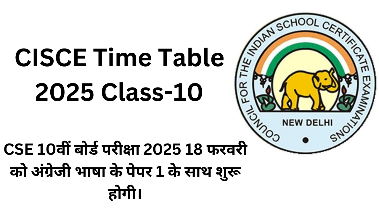 CISCE Time Table 2025 Class 10