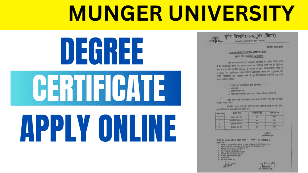 Munger University Degree Certificate Apply Online 2025