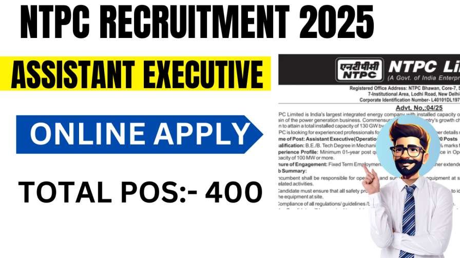 NTPC Limited 400 AE Vacancies Online Registration 2025