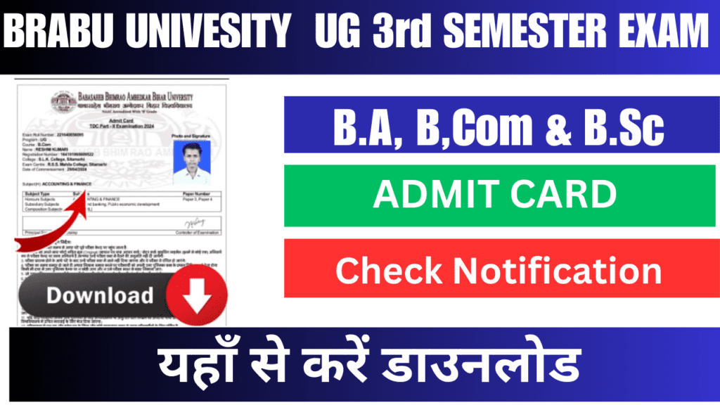 BRABU UG 3rd Semester Admit Card 2023-27