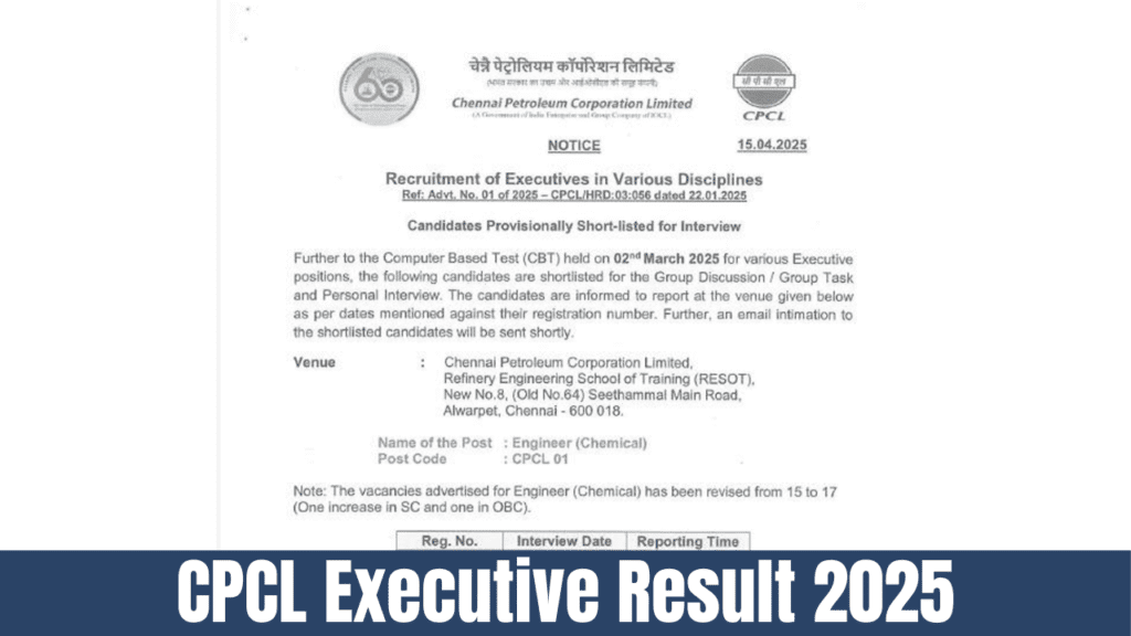 CPCL Executive Result 2025