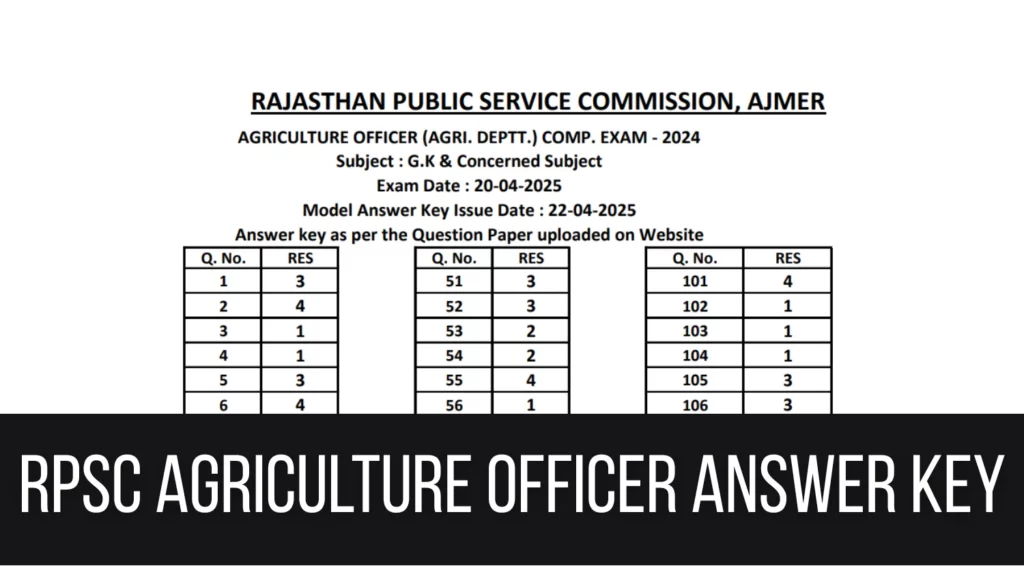 RPSC Agriculture Officer Answer Key
